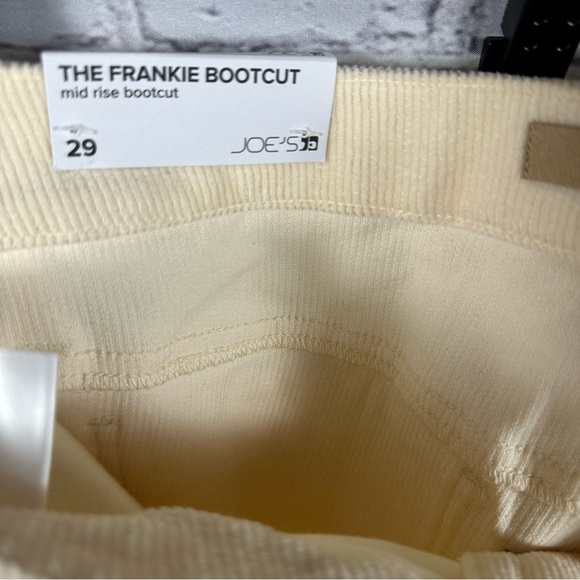 Joe’s Jeans The Frankie Bootcut Mid-Rise Courdroy Slit Hem Double Cream 29 NWT - Picture 6 of 13
